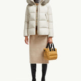 Laichefur Hooded Shearling-Trimmed Short Down Jacket