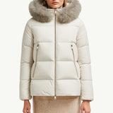 Laichefur Hooded Shearling-Trimmed Short Down Jacket