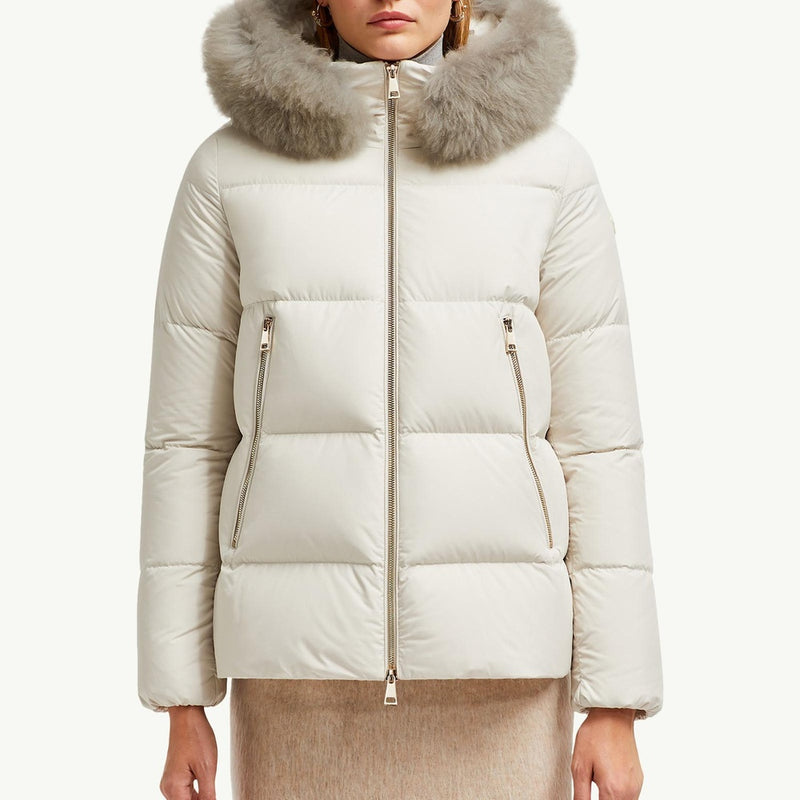 Laichefur Hooded Shearling-Trimmed Short Down Jacket