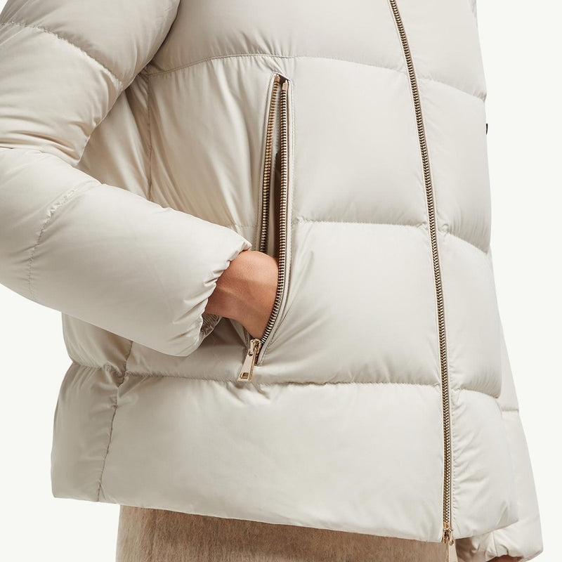 Laichefur Hooded Shearling-Trimmed Short Down Jacket