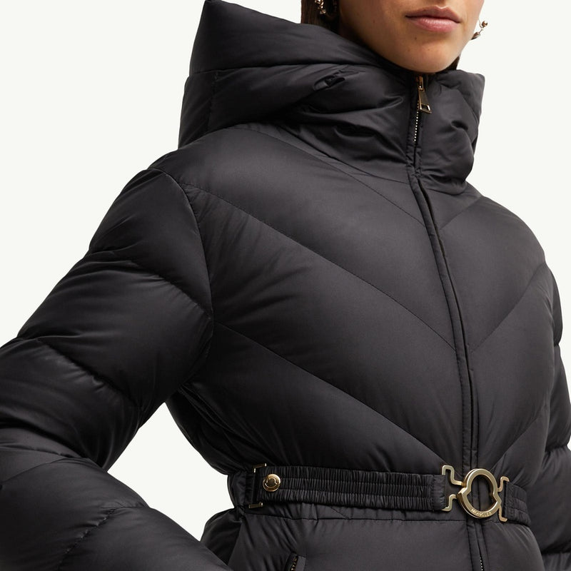 Brosse Diagonal-Quilted Hooded Short Down Jacket