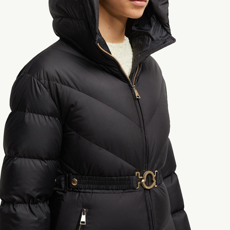 Brosse Diagonal-Quilted Hooded Short Down Jacket
