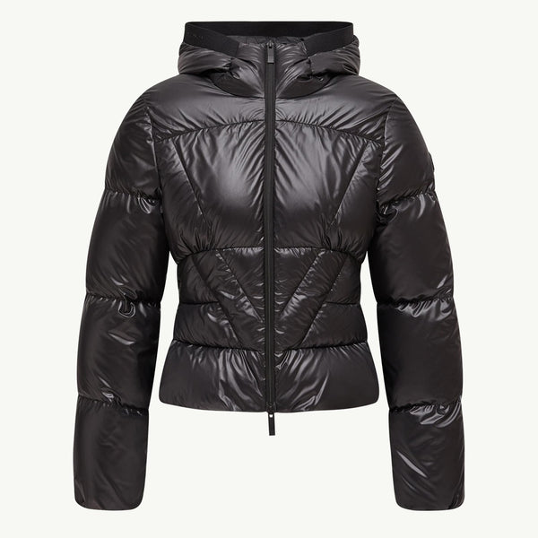 Wineck Hooded Geometric-Quilted Short Down Jacket