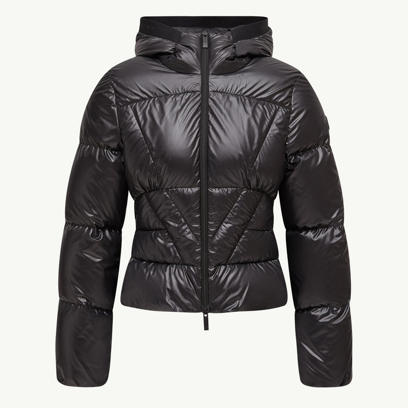 Wineck Hooded Geometric-Quilted Short Down Jacket
