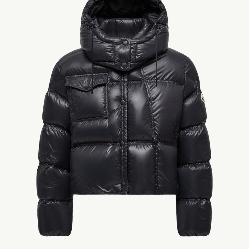 Wineck Hooded Geometric-Quilted Short Down Jacket