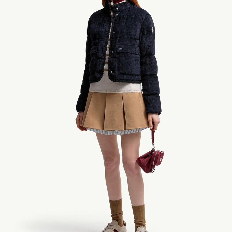 Essarts Braided Trim Corduroy Short Down Jacket
