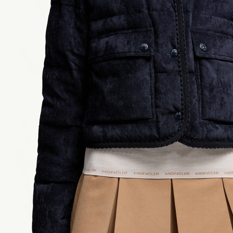 Essarts Braided Trim Corduroy Short Down Jacket