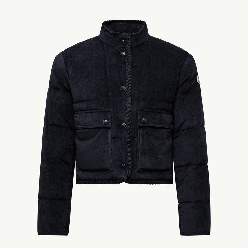 Essarts Braided Trim Corduroy Short Down Jacket