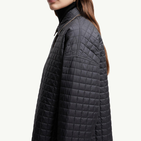 Square-Quilted Reversible Padded Shirt