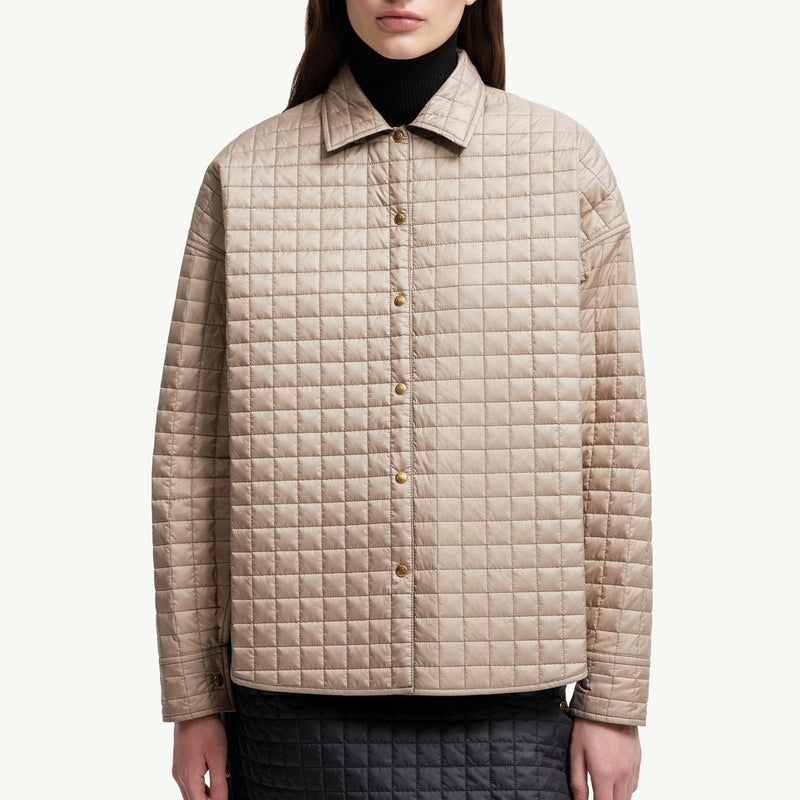 Square-Quilted Reversible Padded Shirt