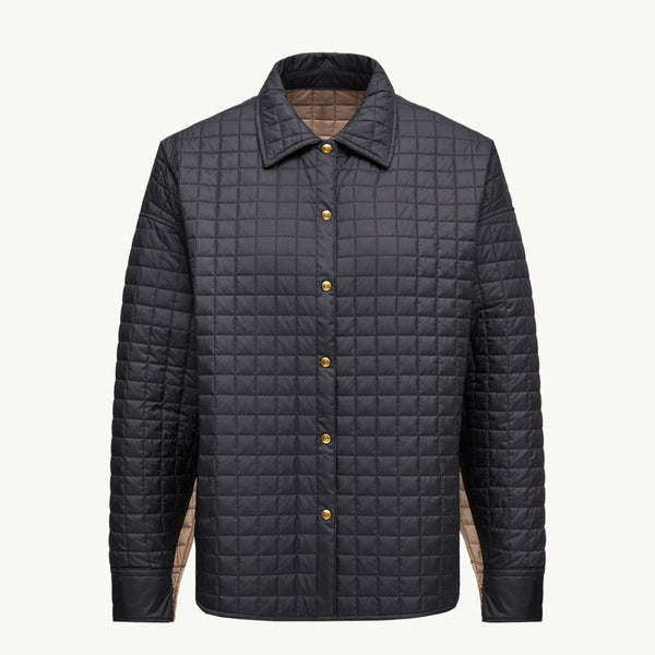 Square-Quilted Reversible Padded Shirt