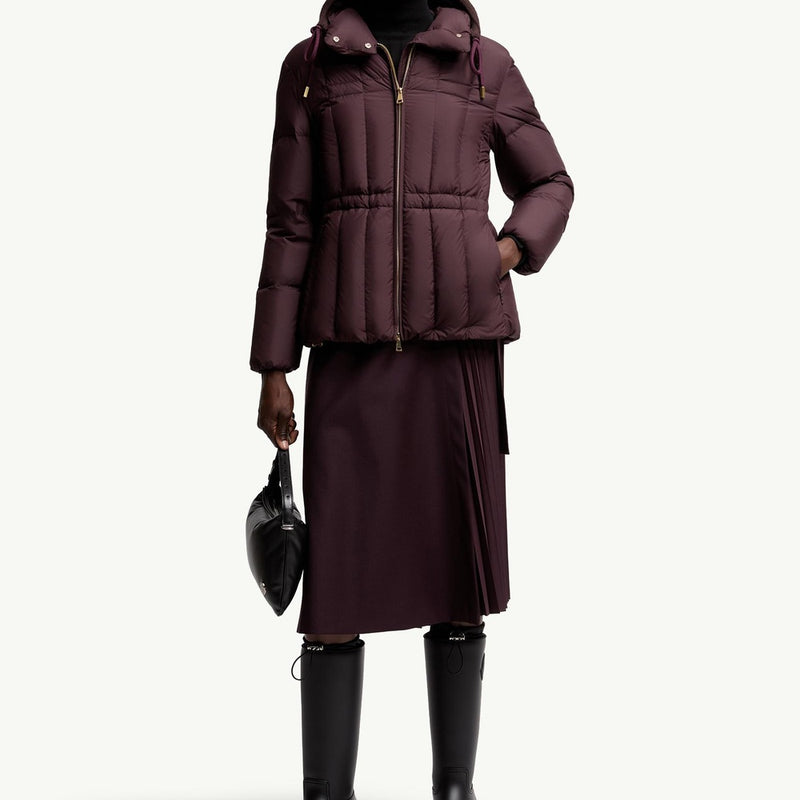 Estom Vertical-Quilted Hooded Short Down Jacket