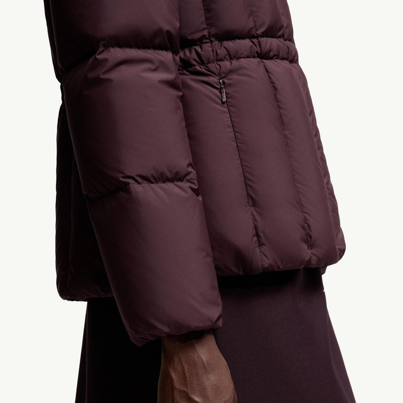Estom Vertical-Quilted Hooded Short Down Jacket