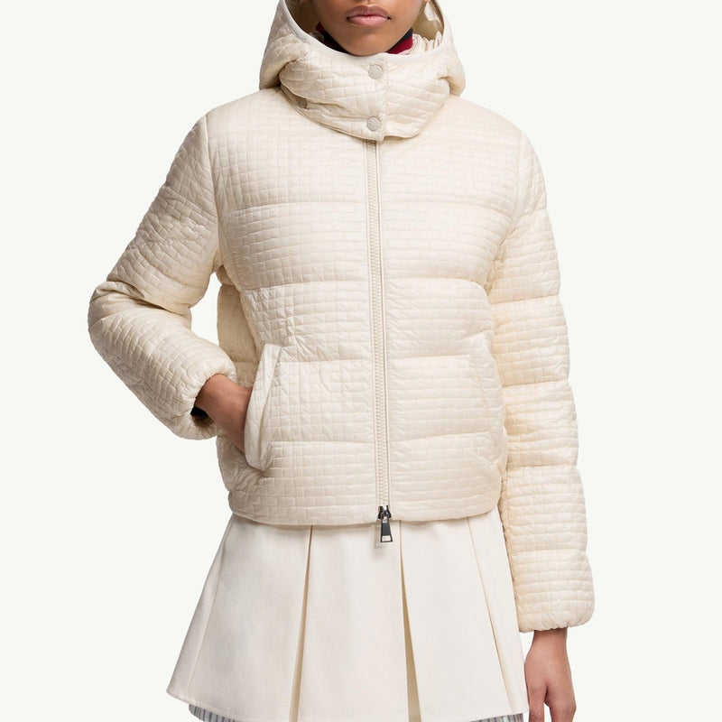 Gisors Geometric-Quilted Hooded Short Down Jacket