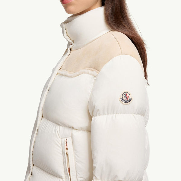 Angelys Suede-Trimmed Short Down Jacket