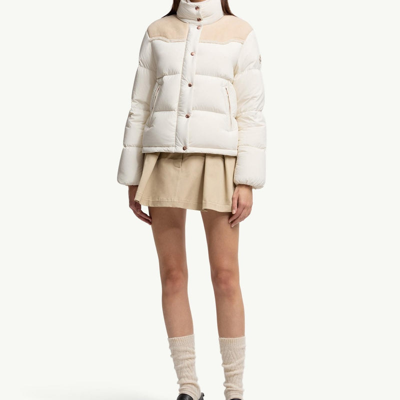 Angelys Suede-Trimmed Short Down Jacket