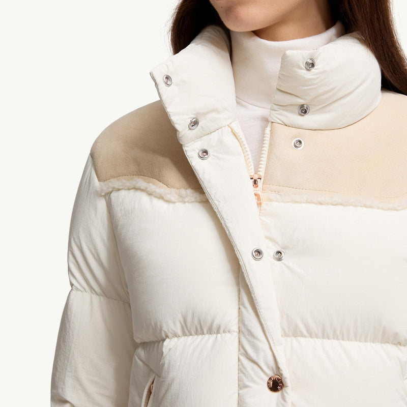 Angelys Suede-Trimmed Short Down Jacket