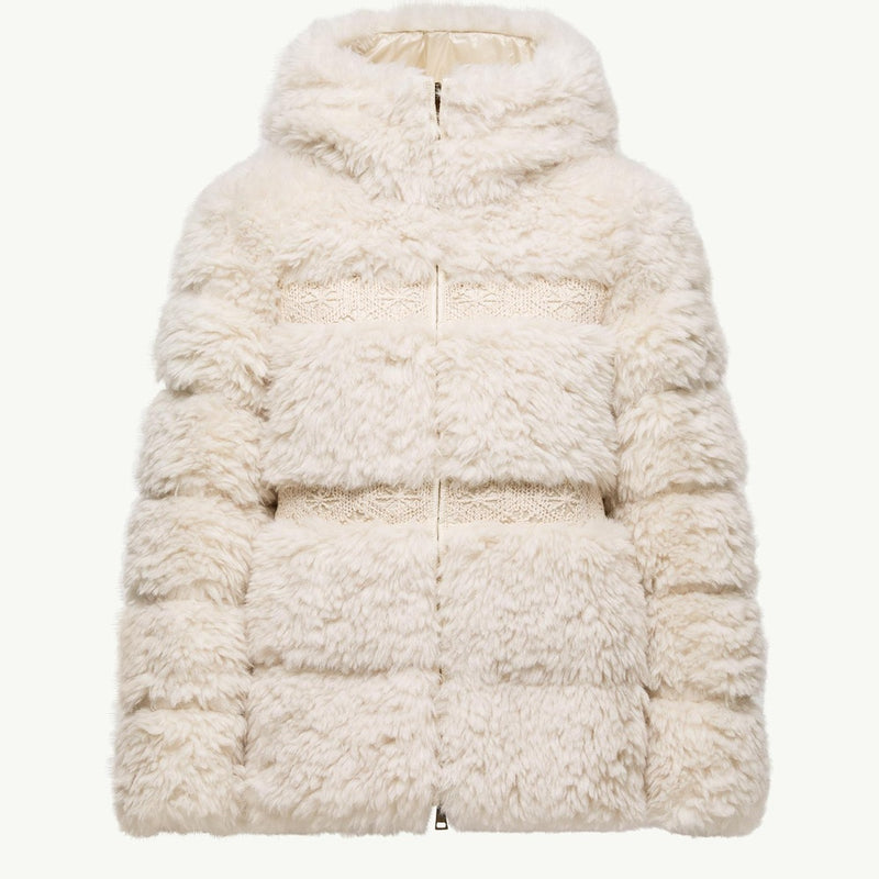 Angelys Suede-Trimmed Short Down Jacket