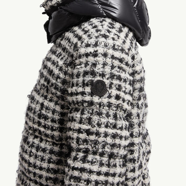 Andronne Tweed Hooded Short Down Jacket