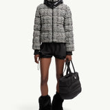 Andronne Tweed Hooded Short Down Jacket