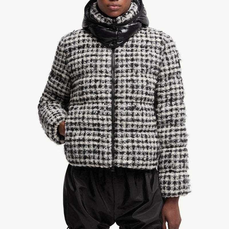 Andronne Tweed Hooded Short Down Jacket