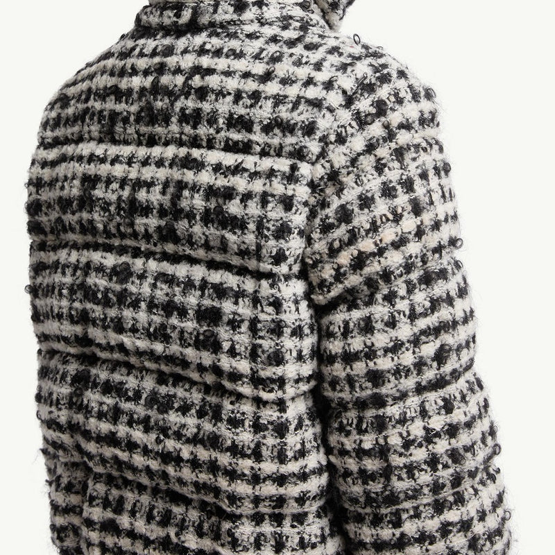 Andronne Tweed Hooded Short Down Jacket