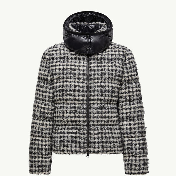 Andronne Tweed Hooded Short Down Jacket