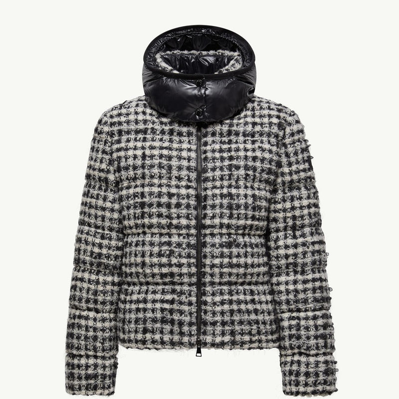 Andronne Tweed Hooded Short Down Jacket