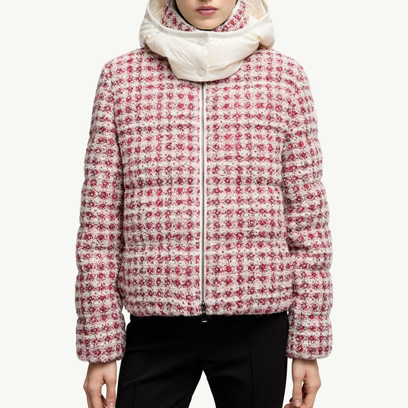 Andronne Tweed Hooded Short Down Jacket