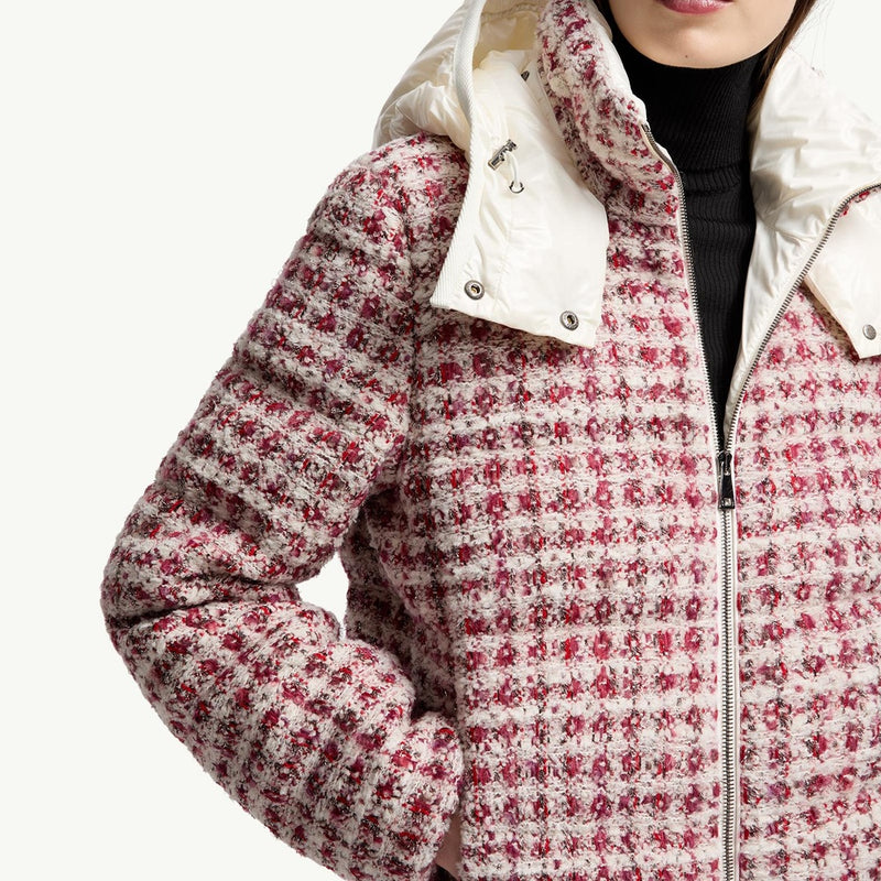 Andronne Tweed Hooded Short Down Jacket