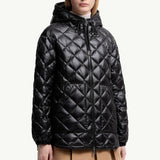 Diamond-Quilted Hooded Short Down Jacket