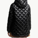 Diamond-Quilted Hooded Short Down Jacket