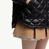 Diamond-Quilted Hooded Short Down Jacket