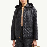 Floral-Quilted Hooded Shirt Jacket