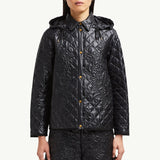 Floral-Quilted Hooded Shirt Jacket