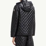 Floral-Quilted Hooded Shirt Jacket