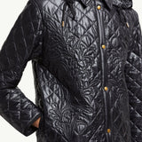 Floral-Quilted Hooded Shirt Jacket