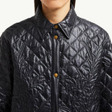 Floral-Quilted Hooded Shirt Jacket