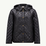 Floral-Quilted Hooded Shirt Jacket