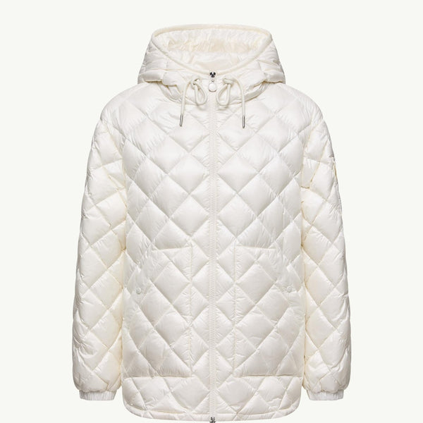 Diamond-Quilted Hooded Short Down Jacket