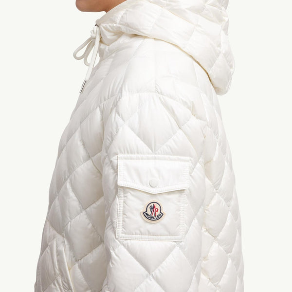 Diamond-Quilted Hooded Short Down Jacket