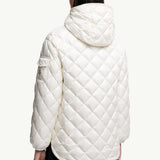 Diamond-Quilted Hooded Short Down Jacket
