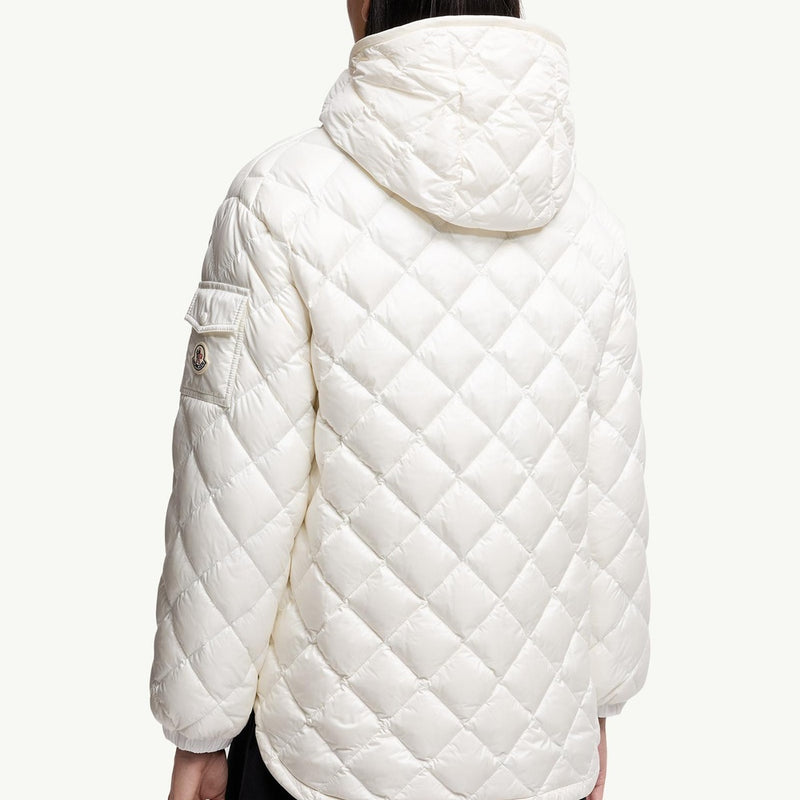 Diamond-Quilted Hooded Short Down Jacket