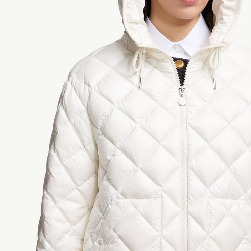 Diamond-Quilted Hooded Short Down Jacket