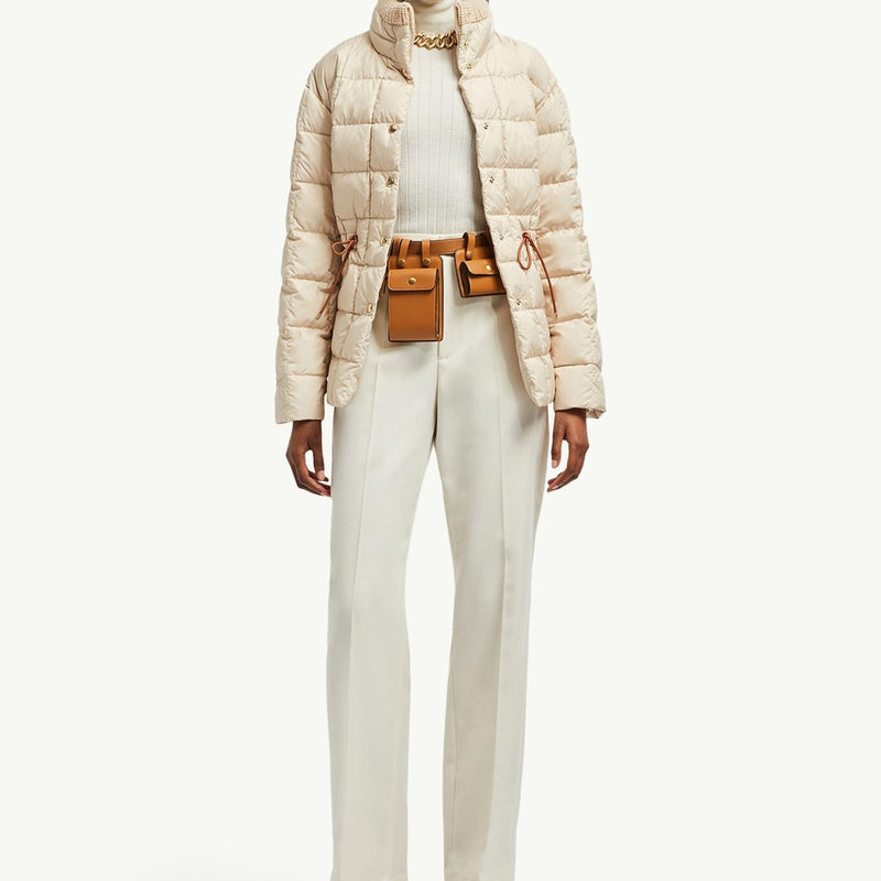 Antigone Leather-Trimmed Short Down Jacket