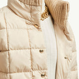 Antigone Leather-Trimmed Short Down Jacket