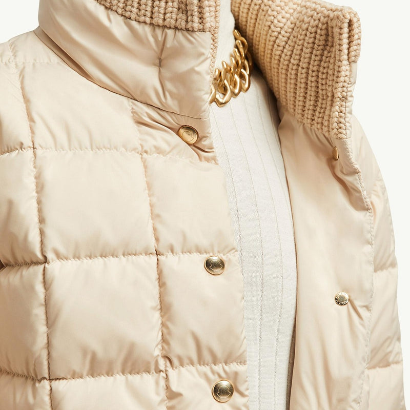 Antigone Leather-Trimmed Short Down Jacket