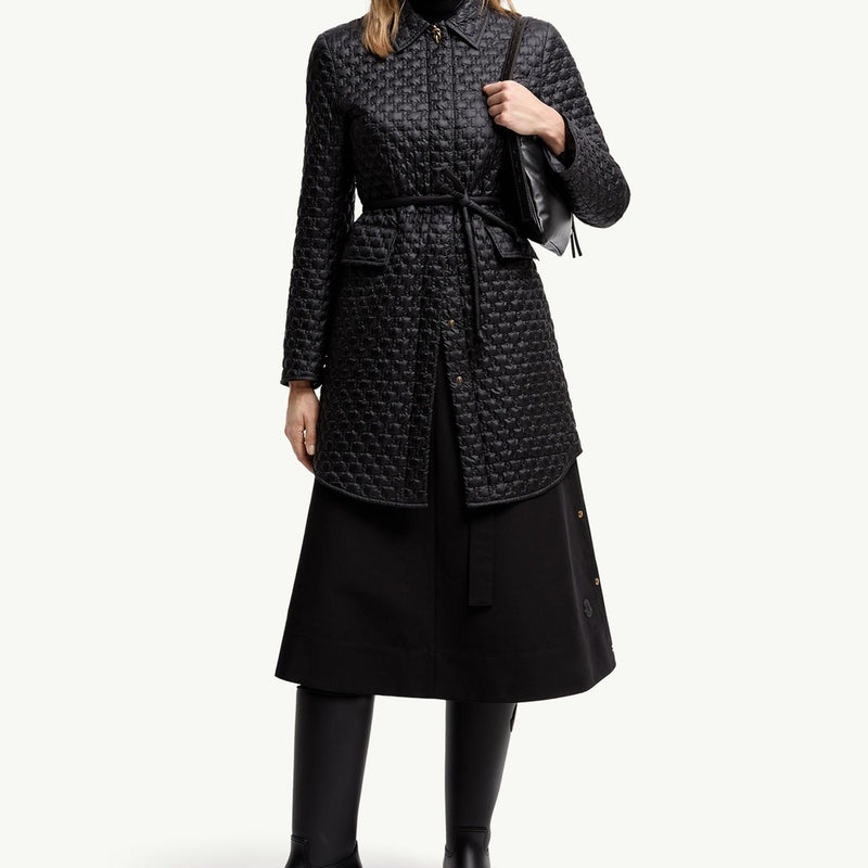 Raissac Geometric-Quilted Long Down Jacket