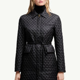 Raissac Geometric-Quilted Long Down Jacket