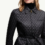 Raissac Geometric-Quilted Long Down Jacket